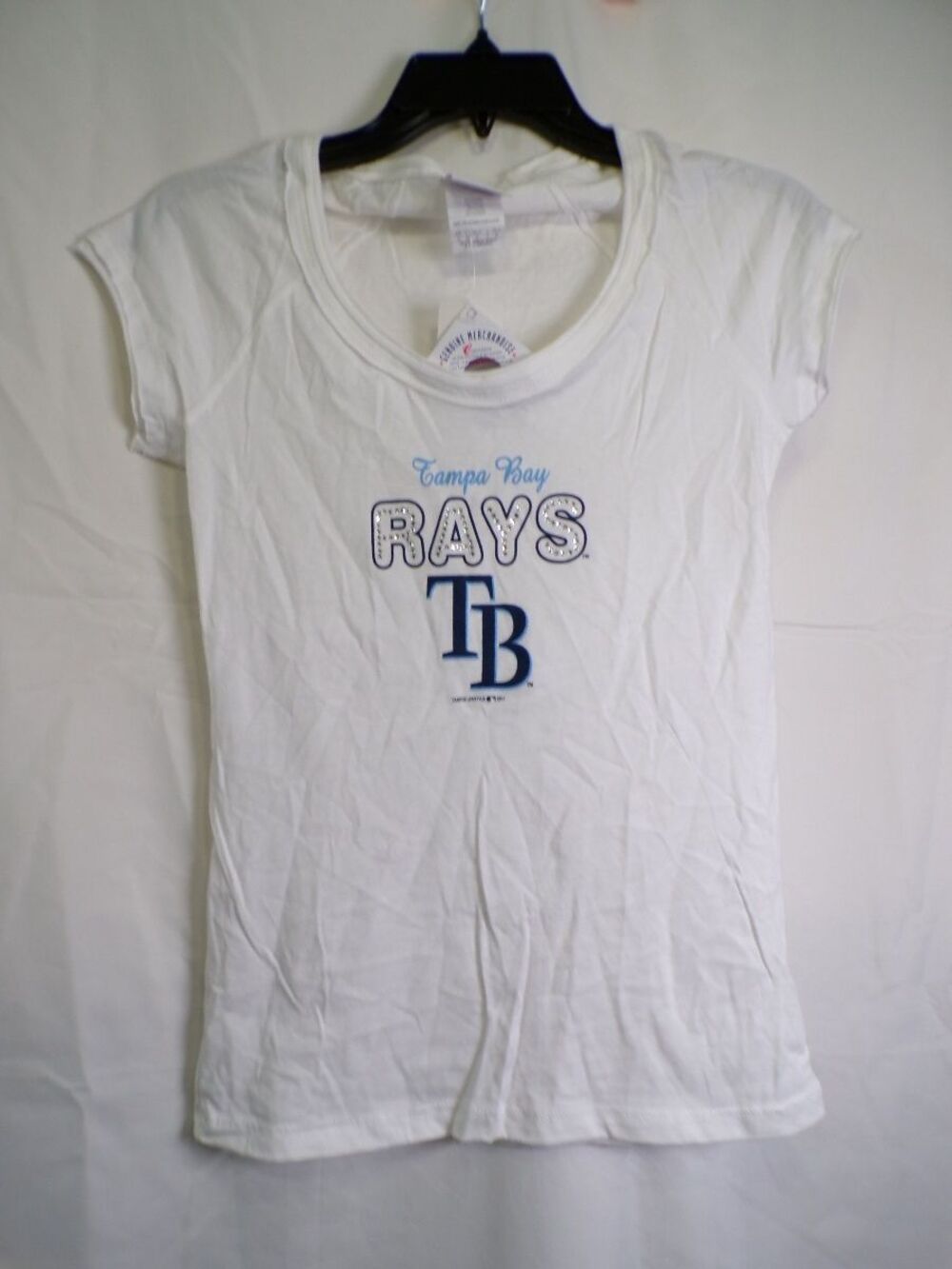 G-III 4Her TB Rays Women's White Scoop Neck Rhinestone T-Shirt S - Picture 1 of 4
